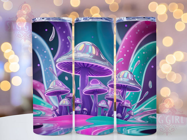 Neon Watercolor Mushroom Tumbler, Neon Style, Watercolor Art, Psychedelic Design, Colorful Pattern, 20Oz Tumbler, Sublimation Wrap Sublimation SvggirlplusArt 