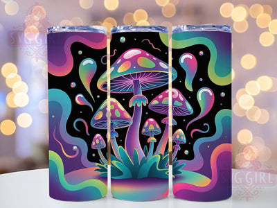 Neon Watercolor Mushroom Tumbler, Neon Style, Watercolor Art, Psychedelic Design, Colorful Pattern, 20Oz Tumbler, Sublimation Wrap Sublimation SvggirlplusArt 