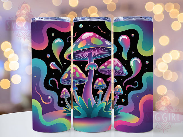 Neon Watercolor Mushroom Tumbler, Neon Style, Watercolor Art, Psychedelic Design, Colorful Pattern, 20Oz Tumbler, Sublimation Wrap Sublimation SvggirlplusArt 