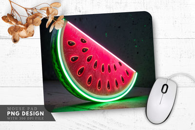 Neon Watermelon Slice with Glowing Seeds Mouse Pad Design Sublimation Regulrcrative 