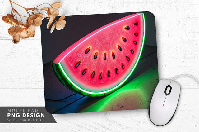 Neon Watermelon Slice with Glowing Seeds Mouse Pad Design Sublimation Regulrcrative 