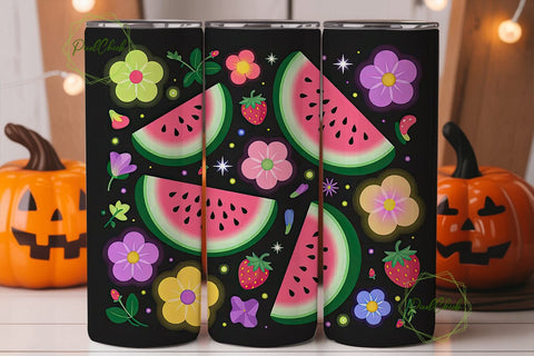 Neon Watermelon Summer 20oz Tumbler Wrap Sublimation PixelChick 