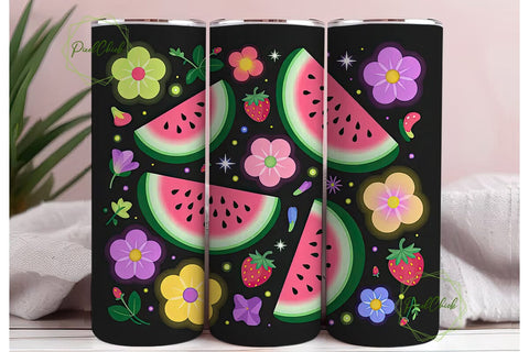 Neon Watermelon Summer 20oz Tumbler Wrap Sublimation PixelChick 
