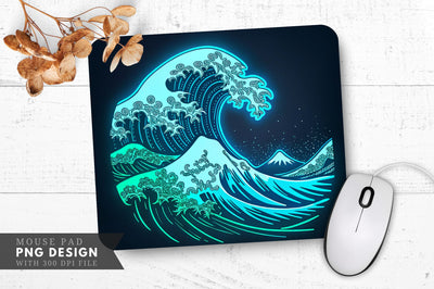 Neon Wave Design Mouse Pad Design Sublimation Regulrcrative 