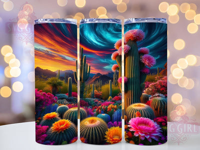 Neon Western Cactus Tumbler, Western Seamless Tumbler, Bright 20oz Wrap, Sublimation Design, Stylish Gift Idea, Artistic Cactus Wrap, Modern Western Tumbler Sublimation SvggirlplusArt 