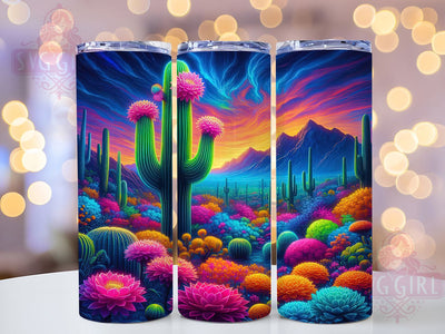 Neon Western Cactus Tumbler, Western Seamless Tumbler, Bright 20oz Wrap, Sublimation Design, Stylish Gift Idea, Artistic Cactus Wrap, Modern Western Tumbler Sublimation SvggirlplusArt 