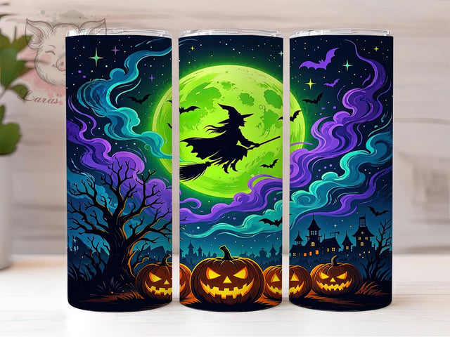 Neon Witch Moon 20oz Tumbler, Electric Magic, Glowing Spell, Vibrant Night, Luminous Sorcery, Psychedelic Haunt, Bright Fantasy, Sublimation Wrap Sublimation Lara' s Designs 