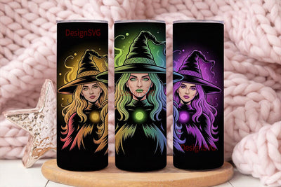 Neon Witch Trio 20oz Tumbler Wrap Sublimation DesignSVG 