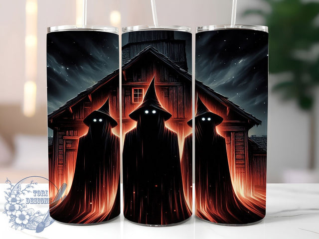 Neon Witches Glow Halloween Tumbler, Halloween Tumbler, Witch Silhouette, Sublimation Wrap, Spooky Drinkware, 20Oz Tumbler Design, Glow In Dark Style Sublimation ToriDesigns 