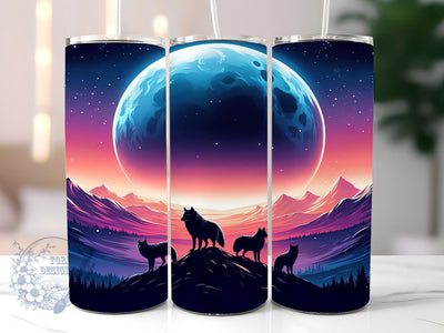 Neon Wolf 20oz Skinny Tumbler, Wolf Tumbler Png, Straight & Tapered Tumbler Wrap, Instant Digital Download Sublimation ToriDesigns 