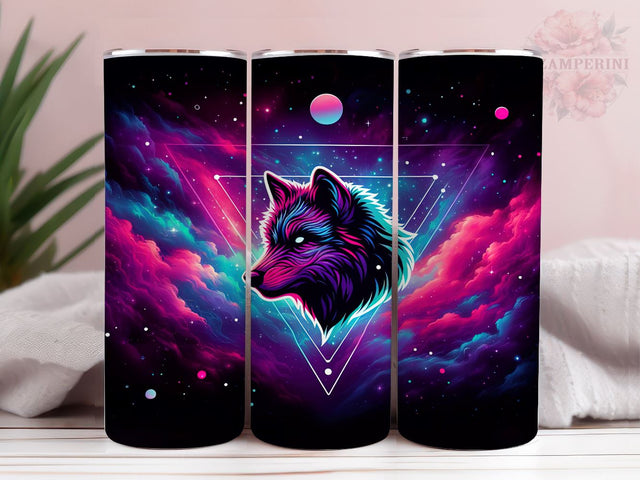 Neon Wolf 20oz Tumbler Wrap PNG, Wolf Tumbler Png, Straight & Tapered Tumbler Wrap, Instant Digital Download Sublimation Li Zamperini 