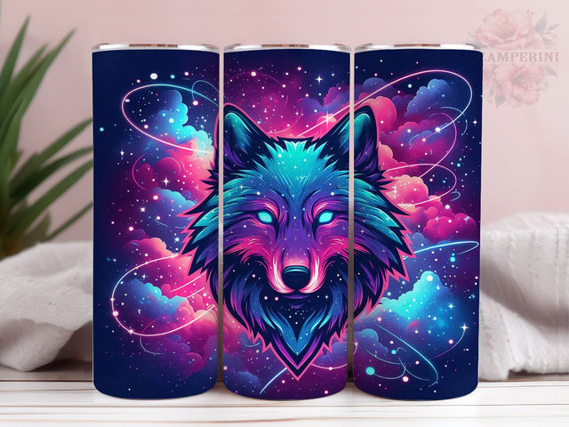 Neon Wolf 20oz Tumbler Wrap PNG, Wolf Tumbler Png, Straight & Tapered Tumbler Wrap, Instant Digital Download Sublimation Li Zamperini 