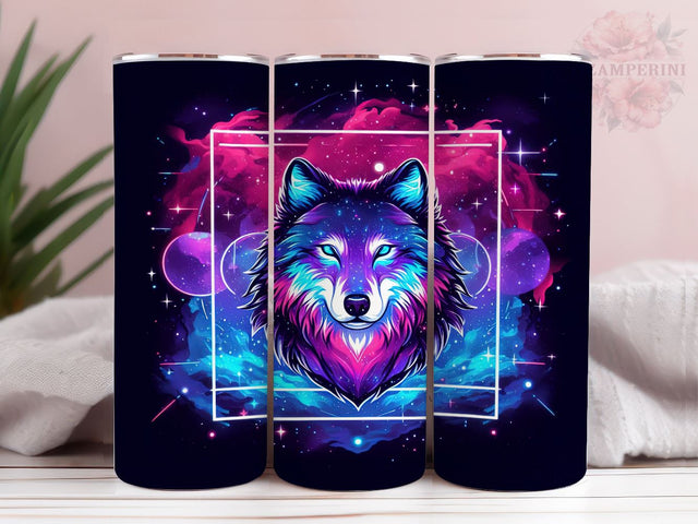 Neon Wolf 20oz Tumbler Wrap PNG, Wolf Tumbler Png, Straight & Tapered Tumbler Wrap, Instant Digital Download Sublimation Li Zamperini 