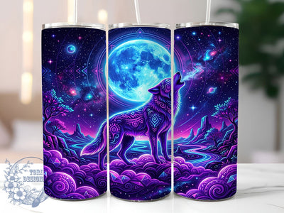 Neon Wolf Moon 20oz Tumbler, Neon Wolf Moon, Wolf Moon Tumbler, Neon Wolf Tumbler, Wolf Tumbler Wrap, 20oz Tumbler Wrap, Neon Wolf PNG, Wolf Moon PNG Sublimation ToriDesigns 