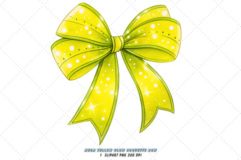 Neon Yellow Glow Coquette Bow Clipart, neon yellow bow, glowing coquette bow, vibrant bow design, yellow glow clipart, digital bow design, neon glow design, glowing bow art, vibrant neon yellow Sublimation FloridPrintables 