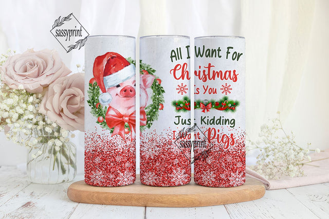 Neonoza Christmas Pig, Pig Lovers Gifts, Pig Tumbler, Pig 20oz Tumbler Sublimation Wrap, Pink Pig Lover Tumbler PNG Sublimation sassyprint 