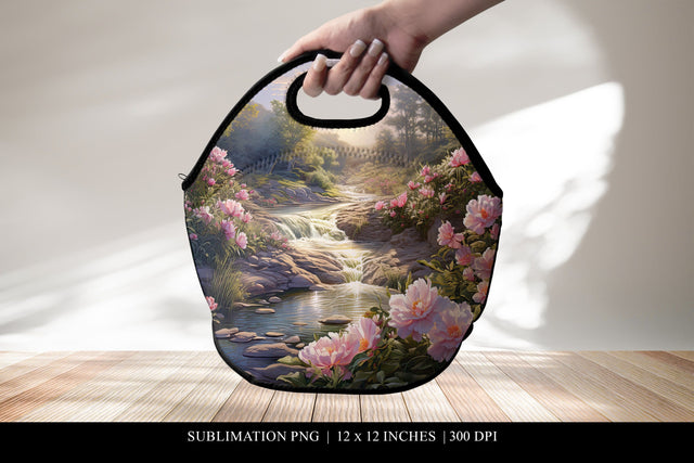 Neoprene Lunch Bag Sublimation Design, Floral Creek Sublimation BijouBay 