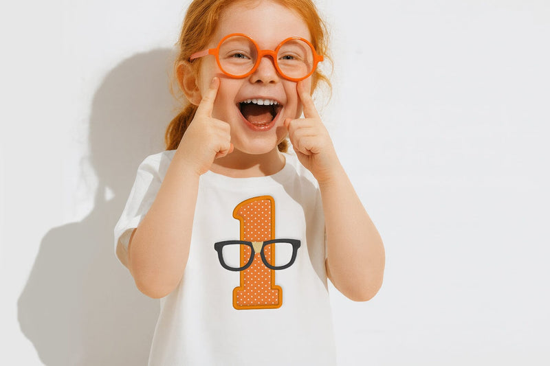 Nerdy Glasses with Number 1 Applique Embroidery Embroidery/Applique DESIGNS Designed by Geeks 