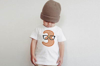 Nerdy Glasses with Number 3 Applique Embroidery Embroidery/Applique DESIGNS Designed by Geeks 
