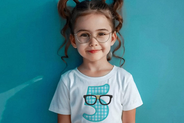 Nerdy Glasses with Number 5 Applique Embroidery Embroidery/Applique DESIGNS Designed by Geeks 