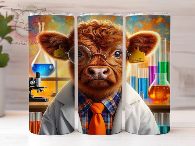 Nerdy Scientist Cow Tumbler Wrap, Scientist Cow Tumbler Wrap, Funny Cow Sublimation Design, 20Oz Tumbler Wrap, Nerdy Cow Clipart, Lab Animal Tumbler Design, Sublimation PNG for Tumblers Sublimation Lara' s Designs 