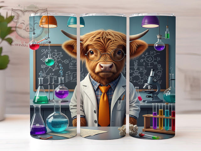 Nerdy Scientist Cow Tumbler Wrap, Scientist Cow Tumbler Wrap, Funny Cow Sublimation Design, 20Oz Tumbler Wrap, Nerdy Cow Clipart, Lab Animal Tumbler Design, Sublimation PNG for Tumblers Sublimation Lara' s Designs 