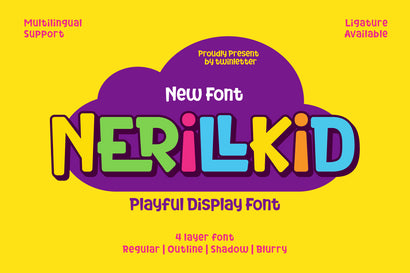 Nerillkid - Playful Display Font Font twinletter 