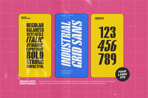 Neura Path – Industrial Display Sans Font Four Lines Std. 