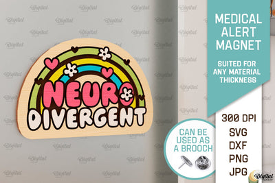 Neuro Divergent Alert SVG. Medical Alert Magnet Laser Cut SVG Evgenyia Guschina 