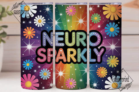 Neuro Sparkly Cosmic Daisy 20oz Tumbler Sublimation sassyprint 