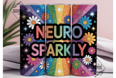 Neuro Sparkly Cosmic Daisy 20oz Tumbler Sublimation sassyprint 