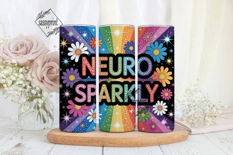 Neuro Sparkly Cosmic Daisy 20oz Tumbler Sublimation sassyprint 