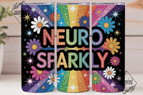 Neuro Sparkly Cosmic Daisy 20oz Tumbler Sublimation sassyprint 