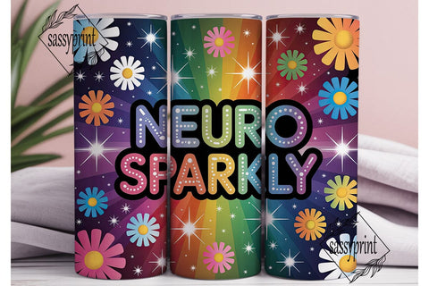 Neuro Sparkly Cosmic Daisy 20oz Tumbler Sublimation sassyprint 