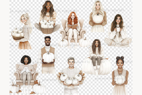 Neutral Autumn Clipart | Cozy Fall Pumpkins PNG SVG GlamArtZhanna 