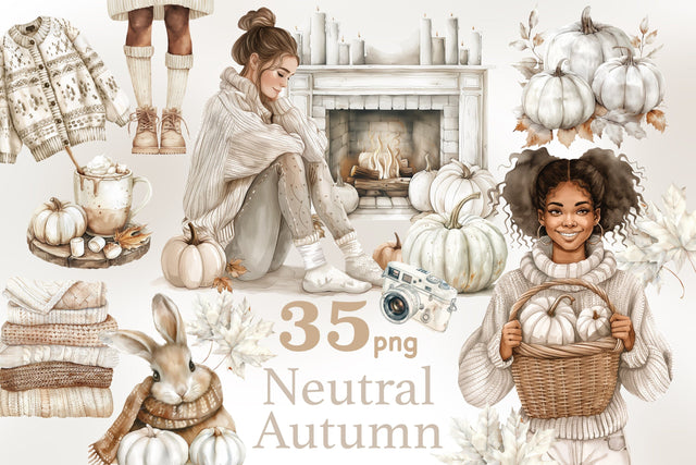 Neutral Autumn Clipart | Fashion Illustration Set SVG GlamArtZhanna 