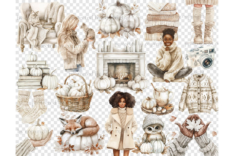 Neutral Autumn Clipart | Fashion Illustration Set SVG GlamArtZhanna 