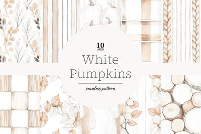 Neutral Autumn Digital Paper | Cozy Fall Pumpkins Pattern Digital Pattern GlamArtZhanna 