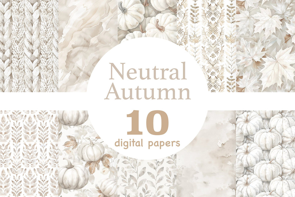 Neutral Autumn Digital Paper | Knitted Pattern - So Fontsy