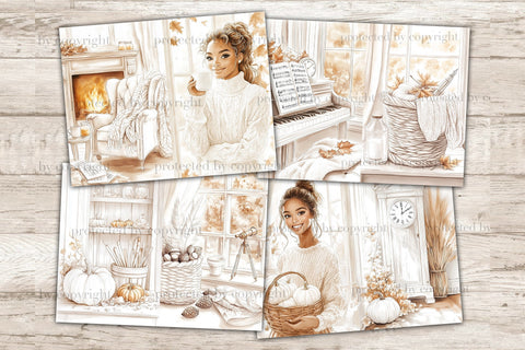 Neutral Autumn Junk Journal Kit | Cozy Fall Collage Sheet SVG GlamArtZhanna 