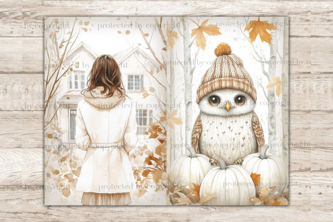 Neutral Autumn Junk Journal Pages | Fall Picture Collage SVG GlamArtZhanna 