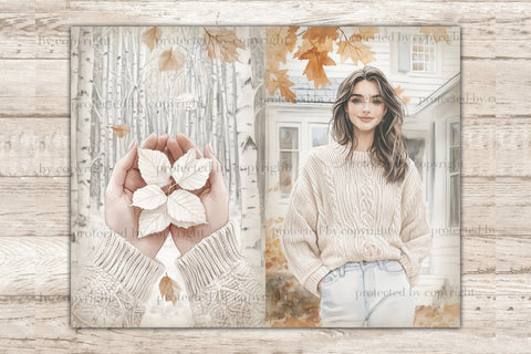 Neutral Autumn Junk Journal Pages | Fall Picture Collage SVG GlamArtZhanna 