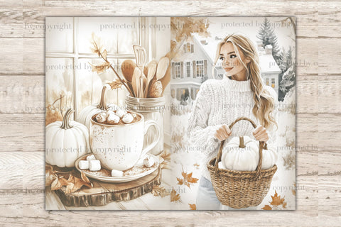 Neutral Autumn Junk Journal Pages | Fall Picture Collage SVG GlamArtZhanna 
