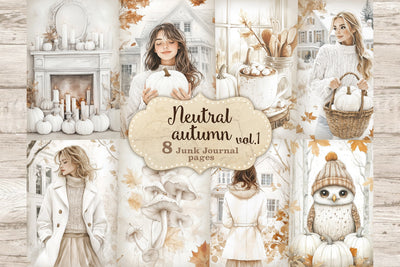 Neutral Autumn Junk Journal Pages | Fall Picture Collage SVG GlamArtZhanna 