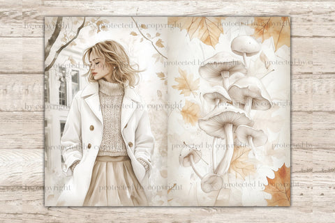 Neutral Autumn Junk Journal Pages | Fall Picture Collage SVG GlamArtZhanna 