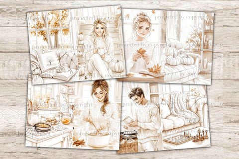 Neutral Autumn Junk Journal Pages | Pumpkins Scrapbook Kit SVG GlamArtZhanna 