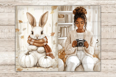 Neutral Autumn Junk Journal Paper | Black Girl Printable SVG GlamArtZhanna 