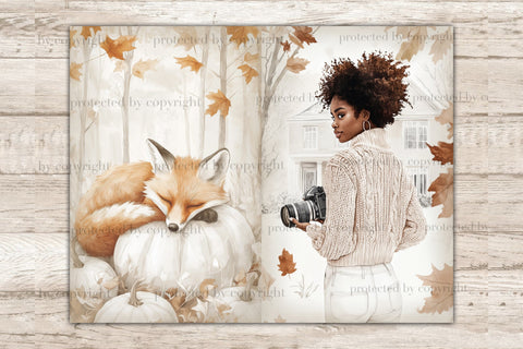 Neutral Autumn Junk Journal Paper | Black Girl Printable SVG GlamArtZhanna 