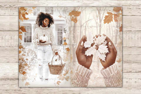 Neutral Autumn Junk Journal Paper | Black Girl Printable SVG GlamArtZhanna 