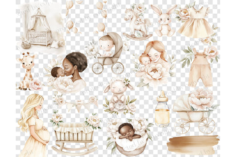 Neutral Baby Clipart | Baby Shower Graphics For Invitation SVG GlamArtZhanna 